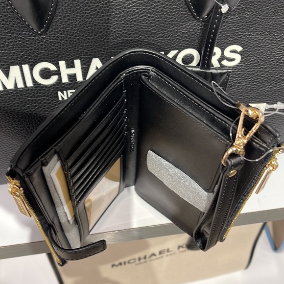 MICHAEL KORS LARGE DOUBLE ZIP WRISTLET WALLET BLACK MULTI - Picture 9 of 16